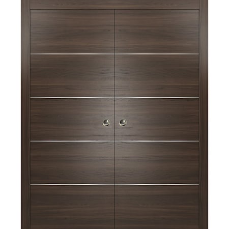 Sartodoors Double Pocket Brown 56x80 Strips Planum 0020 Chocolate Ash Frames Trims Pulls Hardware, Closet Core PLANUM20DP-SHOYA-56